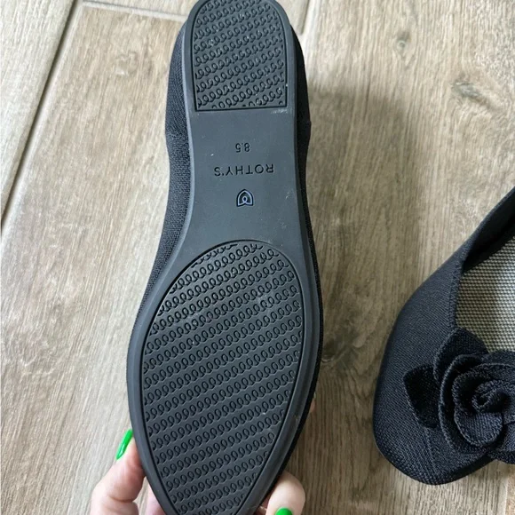 Rothy's Black Flats with Floral Detail - Picture 2 of 2